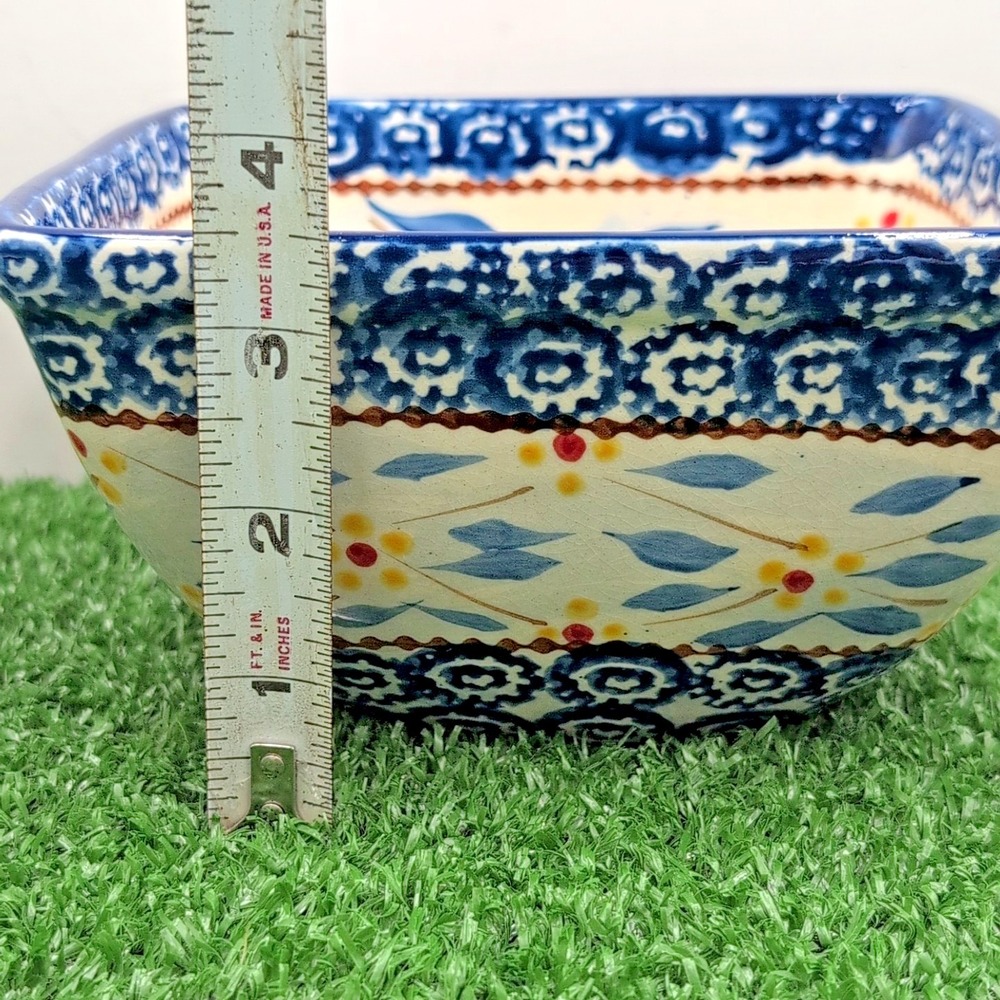 Temptations by Tara Cup Square 6 x3 Bowl Old World Royal Blue Floral - Microwave - Picture 8 of 8
